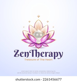 beauty spa lotus flower with pearl logo design