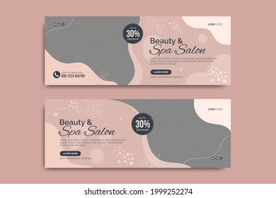 Beauty Spa Salon Social Media Banner Vorlage. Salon Make-up, Gesundheit, Körpermassage Service Promotion Cover Design mit Logo und Symbol. Abstrakter grafischer Web-Posthintergrund für das Business-Marketing