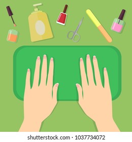 Beauty, spa procedures in flat design. Vector illustration.