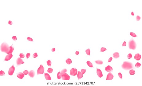 Beauty spa product frame, Valentine romantic card with pink rose petals realistic. congratulation