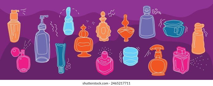 Beauty spa products packaging line vector illustration