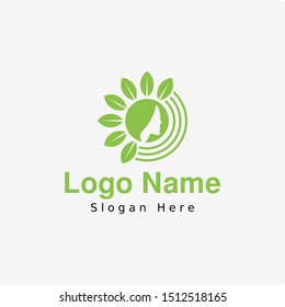 Beauty Spa Salon Cosmetology  logo design Template with Green Leaf Icon