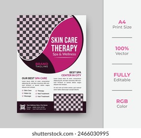 Beauty and spa salon flyer template design with creative shapes