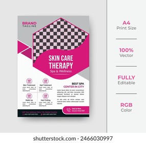 Beauty and spa salon flyer template design with creative shapes