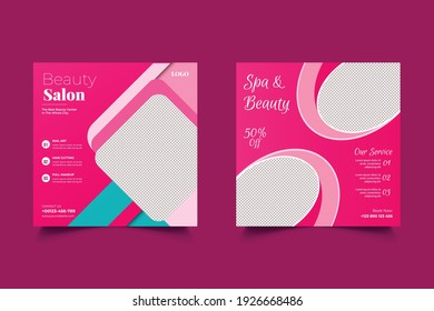 Beauty Spa Salon Makeup Social Media Post Banner Square Flyer Template Design