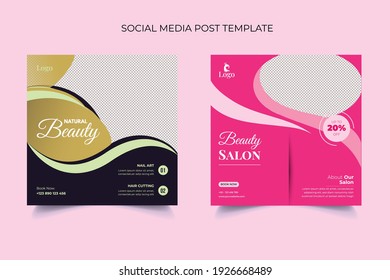 Beauty Spa Salon Makeup Social Media Post Banner Square Flyer Template Design