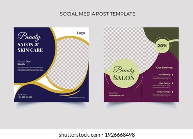 Beauty Spa Salon Makeup Social media post Banner Square Flyer Template Design