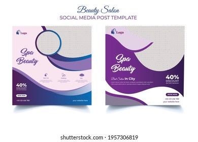 Beauty Spa Salon Social Media Post Banner ads or square flyer Template Design suitable for hair salon skin care banner