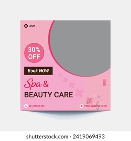 Beauty and spa salon social media post banner ad and skin care Center website banner ads design suitable for Makeup Social media post Banner Square Flyer Template Design