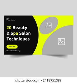 Beauty and spa salon training vlogging tips and tricks thumbnail banner design, customizable vector eps 10 file format