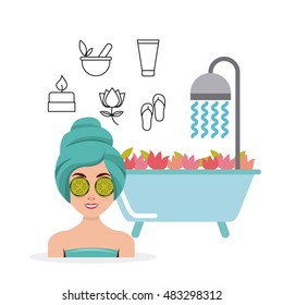beauty spa set flat icons vector illustration design