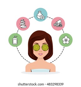 beauty spa set flat icons vector illustration design