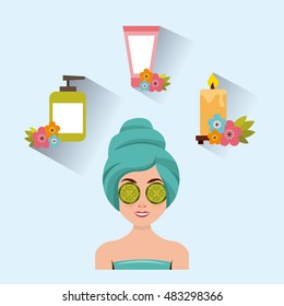 beauty spa set flat icons vector illustration design