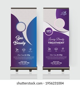 Beauty spa skin care hair salon roll up banner modern creative colorful stand, pull up, x banner and flag banner template design