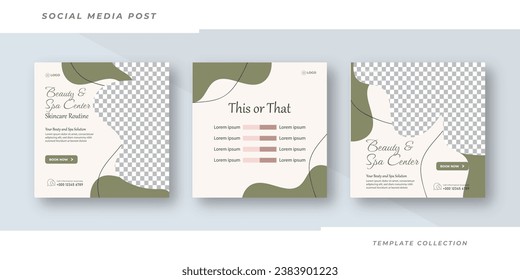 Beauty and spa skincare Makeup Salon square banner collection Square Flyer Template Design