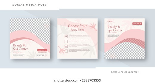 Beauty and spa skincare Makeup Salon square banner collection Square Flyer Template Design