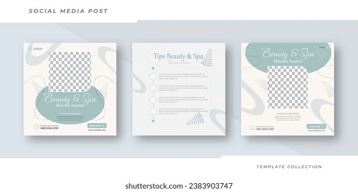 Beauty and spa skincare Makeup Salon square banner collection Square Flyer Template Design