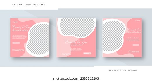Beauty and spa skincare Makeup Salon square banner collection Square Flyer Template Design