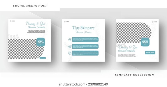 Beauty and spa skincare Makeup Salon square banner collection Square Flyer Template Design