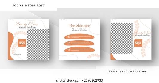 Beauty and spa skincare Makeup Salon square banner collection Square Flyer Template Design
