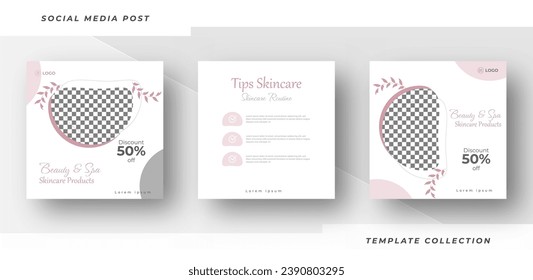 Beauty and spa skincare Makeup Salon square banner collection Square Flyer Template Design