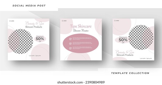 Beauty and spa skincare Makeup Salon square banner collection Square Flyer Template Design
