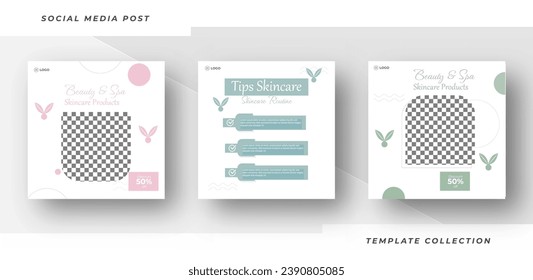Beauty and spa skincare Makeup Salon square banner collection Square Flyer Template Design
