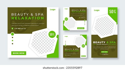 Beauty and Spa Social Media Post for Online Marketing Promotion Banner, Story and Web Internet Ads Flyer