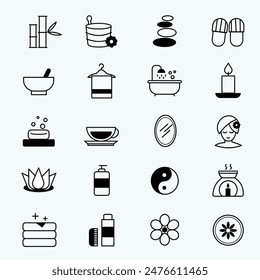 BEAUTY SPA TREATMENT ICONS SET