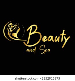 Beauty And Spa Vector Icon with Golden Gradient color with Black Background