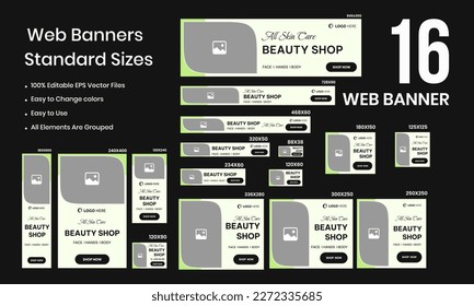 Beauty and Spa Website Banners, Editable Web Set Banner Templates, Minimalist, Beauty, Shopify Banners, Online Store Banner Design, Instant Templates, Vector eps 10 file