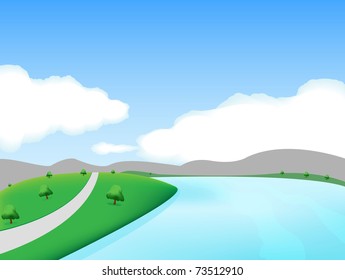 Beauty spring landscape. Vector illustration