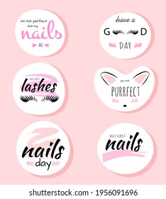 Beauty stickers set nails day eyelashes diary stamps reminder 