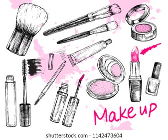 Beauty store collection with make up