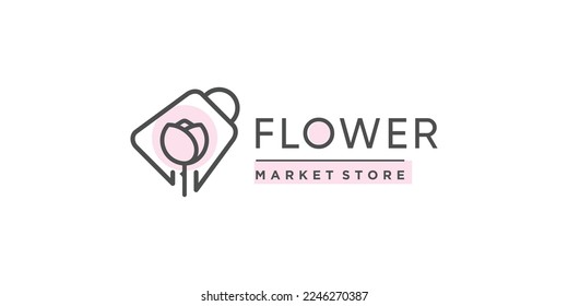 Beauty store logo design with flower and bag concept