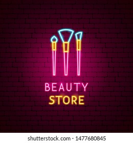 Beauty Store Neon Label. Vector Illustration of Cosmetics Promotion.