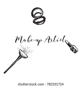 Beauty studio concept. Makeup artist fashion logo design. Lettering illustration