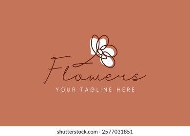 beauty studio logo with simple minimalist linear floral style. Feminine icon for Nail and hair salon Studio, Spa