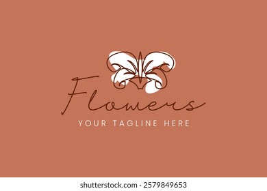 beauty studio logo with simple minimalist linear floral style. Feminine icon for Nail and hair salon Studio, Spa