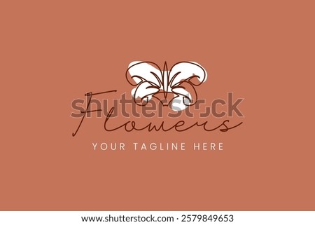 beauty studio logo with simple minimalist linear floral style. Feminine icon for Nail and hair salon Studio, Spa