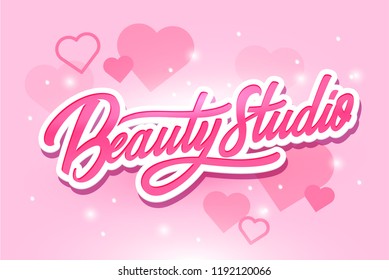 Beauty studio logo. Vector Love Calligraphy, Sweet Hand Lettering, Modern Script Font Lettering,Vector Poster with Modern Calligraphy.