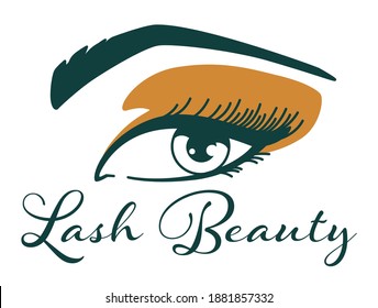 Schönheitsstudio mit Verfahren für die Verlängerung der Wimpern und das Geben von Volumen für Wimpern mithilfe von Kosmetika. Korrektur von Brühen bei Spezialisten. Behandlung und Gestaltung bei Kosmetikerin. Vektorgrafik auf ebene