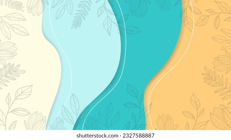 beauty summer background vector, abstract illustration with outline leaves, pastel color design, summer background and banner