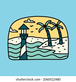 Beauty summer and lighthouse graphic illustration vector art t-shirt design