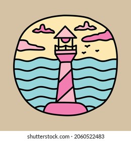 Beauty summer and lighthouse graphic illustration vector art t-shirt design