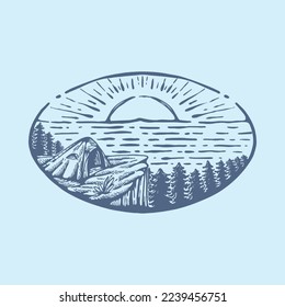 Beauty sunset graphic illustration vector art t-shirt design