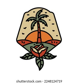 Beauty sunset graphic illustration vector art t-shirt design