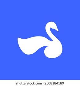 beauty swan animal peace flat logo design vector