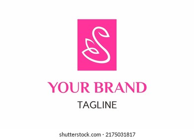 Beauty swan logo design, icon, symbol, represent beauty and grace. Its minimalist lines and vibrant pink colors. Perfect for salon or spa, beauty clinic, skincare or cosmetics visual identity.