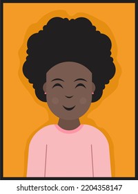 The beauty and sympathy of the black woman is charming even by vector. This illustration shows the lightness of a woman's smile!